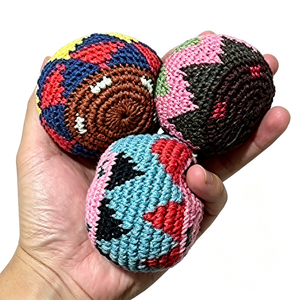 Ballons Hacky Sack en crochet faits à la main, tissés, couleurs assorties, pour jonglage et entraînement sportif, vente en gros - Product Image 2