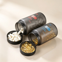 Bouteille en verre ambré givré noir hermétique de 300 ml et 500 ml avec couvercle à vis pour pilules et capsules de qualité pharmaceutique