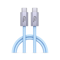 Câble de données USB-C multifonctionnel en gros 240W 80Gbps 16K Ultra HD bleu clair en nylon tressé blindé pour charge rapide d'ordinateurs portables OEM ODM