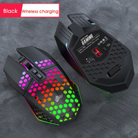 Mouse Gamer lubang, lampu belakang warna-warni eksterior sarang lebah Hollow 2.4g dapat diisi ulang tanpa kabel