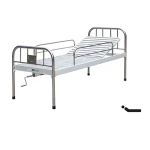 Cama de hospital de una manivela para Pacientes médicos, cama de enfermería con cabeza de acero inoxidable, precio de fábrica