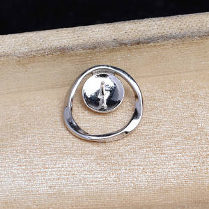 Pendentif en argent S925 avec placage or, base vide à faire soi-même, design simple et lisse 5819 pour surface plane de 8 à 10 mm - Product Image 4