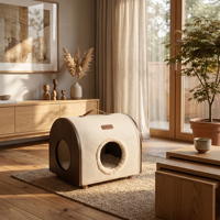 Maison pour chat en bois de luxe, lit confortable pour animaux de compagnie, design moderne et portable, meuble-caverne pour chaton