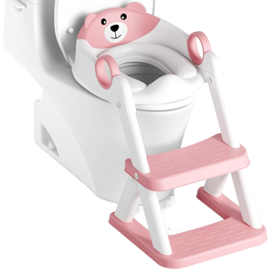 Cojín de asiento de entrenamiento para orinal de bebé, taburete de plástico para entrenamiento de inodoro para niños pequeños con escalera