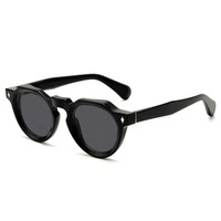 Lunettes de soleil en acétate de style rétro italien pour hommes et femmes, lunettes de soleil UV400 avec monture ronde, logo personnalisé, haute qualité, couleur jaune
