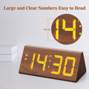 2025 New Arrival Modern Bedroom Home Decor Large LED Display <b>Digital</b> Snooze Wooden Alarm <b>Clock</b> Electric <b>Desk</b> Table <b>Clock</b> - Product Image 2
