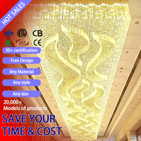 Lustre en cristal doré long personnalisé DUOMEIJU, commande par interrupteur, LED moderne, lampe de plafond de luxe, hôtel/villa, éclairage de pièce commerciale