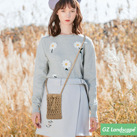 Sac à main en macramé en paille de raphia tissé à la main avec poche pour téléphone portable, sac à main en crochet ajouré