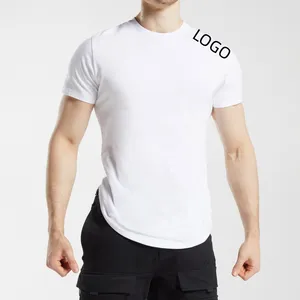 OEM 서비스 폴리 에스터 피트니스 티셔츠 수분 위킹 남성 운동 체육관 탑 크루 넥 퀵 드라이 맞춤형 로고 남성 체육관 티셔츠