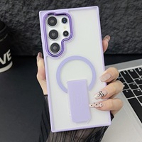 ATB pour Samsung S23 S24 Invisible Magnetic Holder Mobile Phone case Matte Hard PC Back Cover