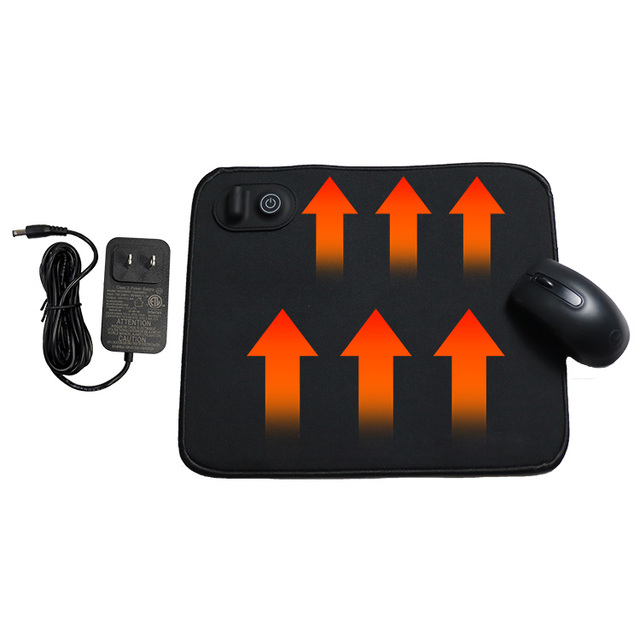 Office Heated Mouse Pad 12V/30W Anti-slip Rubber Desk Mat with Hand Warmer Customized Logo Stock Available