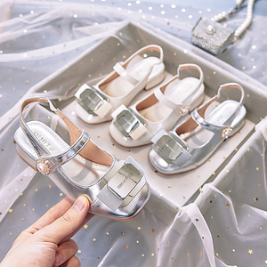 Zapatos de tacón alto para niñas brillantes, zapatos de princesa con lazo plateado para escenario de cumpleaños - Product Image 4