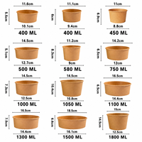 Bols en papier jetables biodégradables pour salades, empilables, résistants aux fuites, de qualité alimentaire, sur mesure, en gros, avec couvercles
