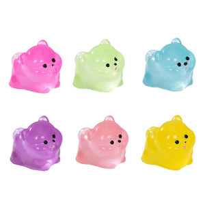 Ornement miniature en résine de chiot Pomeranian qui brille dans le noir, décoration de jardin, forme animale autoportante, finition brillante - Product Image 1