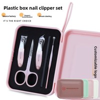 Ensemble de 5 ciseaux à ongles en acier inoxydable avec cure-oreilles, coupe-ongles à tête inclinée, outil de manucure portable, coffret cadeau pour usage domestique