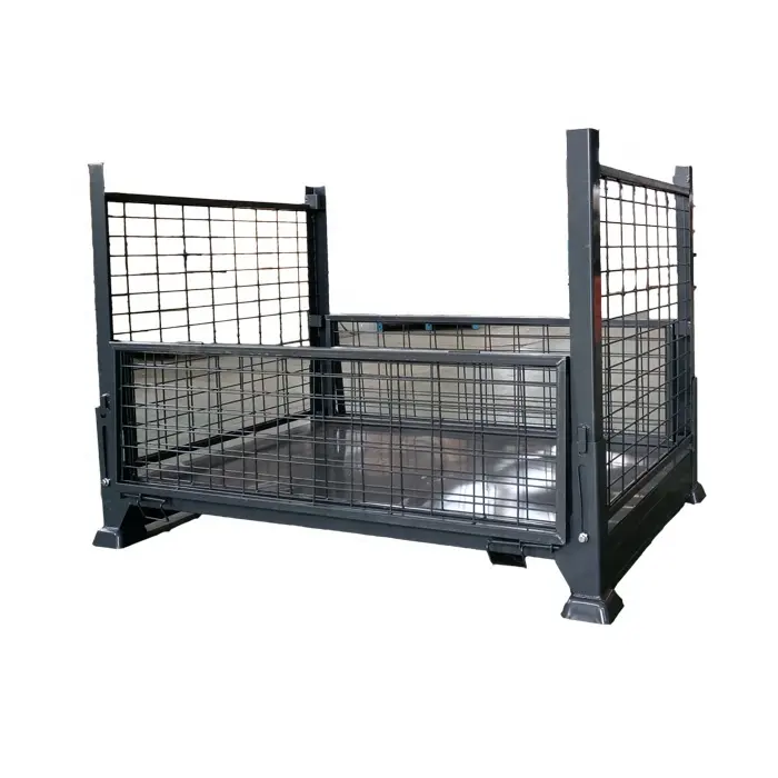 Collapsible and stackable steel folding wire storage metal heavy duty Australia bin pallet with forklift