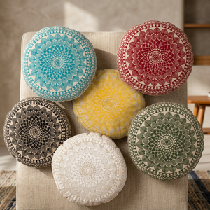 Lotus motif coton brodé coussin de sol lavable non tissé techniques pour la maison hôtel hôpital utiliser taies d'oreiller housses de coussin - Product Image 3