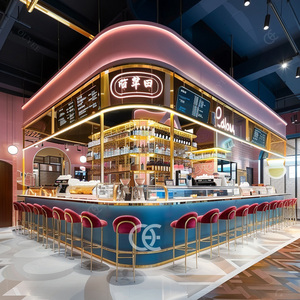 Thương mại đồ nội thất LED ánh sáng bong bóng trà cửa hàng thiết kế cửa hàng cà phê Tủ cafe truy cập cà phê cửa hàng trang trí cà phê thanh <span class=keywords><strong>kiosk</strong></span> - Product Image 3