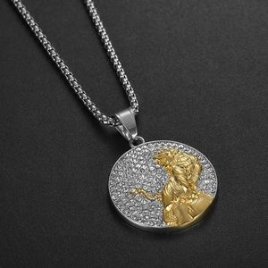Collier avec pendentif tigre plaqué or en acier inoxydable avec strass, bijoux de mode unisexe, cadeau - Product Image 3