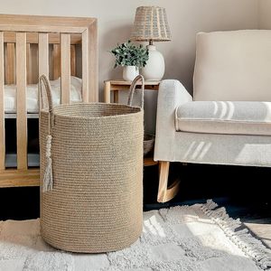 <span class=keywords><strong>2025</strong></span> Bông Sợi Dây Thừng Tay Dệt Giỏ Lưu Trữ Hộp Cho Lưu Trữ Với Tay Cầm Tua Handmade Bông Lớn Giặt Giỏ Tùy Chỉnh - Product Image 5