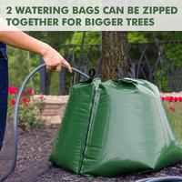 Sac d'arrosage pour arbres 20 gallons avec double point de vidange et connexion par fermeture éclair, sac d'irrigation à libération lente en PVC PE stabilisé aux UV