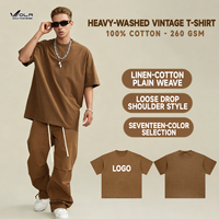 T-shirt pour homme en coton 100% de haute qualité, 260 g/m², lourd, vintage, surdimensionné, imprimé, personnalisable, écologique