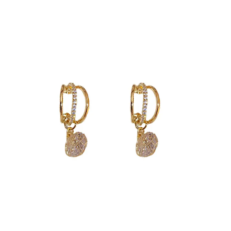 Fashion 18k Gold Plated Copper Diamond Ball Simple Jewelry Zircon Drop Earrings For Women