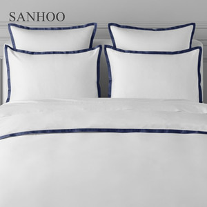 SAHOO Tùy Chỉnh Chủ Đề Đếm Đôi 100% Ai Cập Bông Đồng Bằng Màu Trắng Đôi Tấm Ga Trải Giường Đặt Khách Sạn Satin Bedsheet Set - Product Image 2