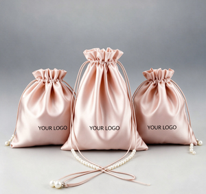 <b>Satin</b> Drawstring Pouches Small Size Polyester Minimalist Style Portable Storage Bag with Custom Logo for Jewelry and Cosmetics - Product Image 3