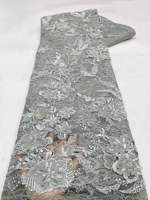 Tissu en dentelle florale brodée 3D de luxe avec perles et paillettes