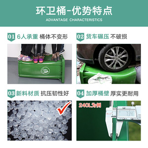 Large outdoor sanitation garbage <b>bins</b> with lids, suitable for commercial use, and with foot pedals. - Product Image 3