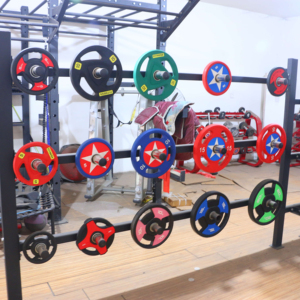 Plaques de <span class=keywords><strong>poids</strong></span> Tri-Grip personnalisées avec <span class=keywords><strong>logo</strong></span>, 20 kg, en uréthane, polyuréthane, PVC, pour haltères, avec services OEM et ODM - Product Image 1