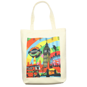 London Souvenir Beach Tote Bags con logotipo impreso personalizado College Zipper Cotton Canvas Tote Bag - Product Image 2