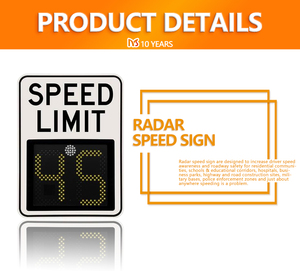 איכות הראייה הובילה להציג סימני תנועה ניידים מהירות צהוב צהוב מכ "ם מהירות השמש שלך מכ" ם מהירות השמש - Product Image 5