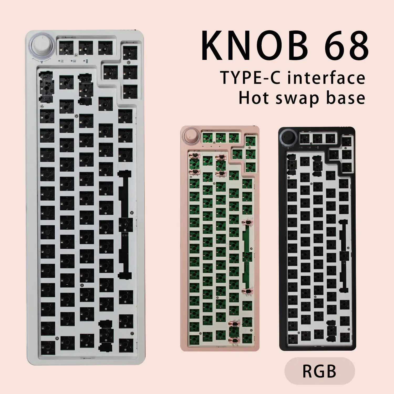 Knop 68 Diy Base 60% Kit, Volledige Key Hot Plug, Rgb Muziek Ritme, Software Driver, compatibel Met 3/5 Pin SwitchTM680