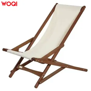Woqi डेरा डाले हुए लकड़ी के तह कुर्सी थोक आउटडोर समुद्र तट बैग ले जाने के साथ लकड़ी की कुर्सी