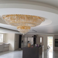 Grand lustre rond en cristal encastré de luxe moderne à plafond bas pour hôtel
