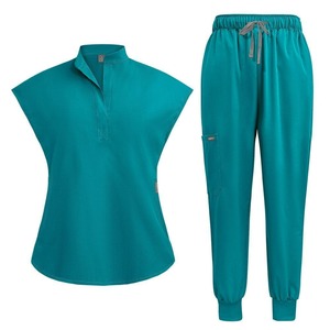 Uniforme Médico Personalizado con Cuello Mandarín, Uniforme <span class=keywords><strong>de</strong></span> Enfermera para <span class=keywords><strong>Mujer</strong></span>, Corte Clásico, Pantalones Jogger con Bolsillos Tipo Cargo, Conjuntos <span class=keywords><strong>de</strong></span> Uniformes Médicos - Product Image 2
