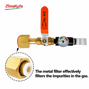 Régulateur de gaz en laiton ZimaKyfa avec robinet à bille et manomètre, filtre métallique pour connexion de bouteille de CO2 - Product Image 1