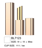 Tube à lèvres de luxe en aluminium biseauté, conteneur carré vide en métal de 12,1 mm et 12,7 mm pour emballage cosmétique