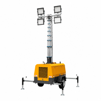 Tour d'éclairage mobile portable sur remorque avec générateur diesel hydraulique à LED, homologuée IP67, hauteur de levage 9m, en promotion