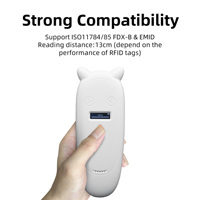 Bluetooth 134,2 Khz pequeño lector de identificación de animales de mano para mascotas mascota perro pez Animal oreja etiqueta Microchip Rfid lector escáner