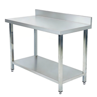 Plan de travail en acier inoxydable 304 sur mesure, 2 niveaux, pieds renforcés, table de travail en acier inoxydable pour boucherie
