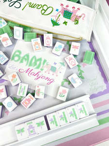 Vibrant <b>Garden</b> Party Themed Luxury American Mahjong <b>Tiles</b> Colorful Floral Engraved Acrylic Durable Mahjong Set Bright Summer - Product Image 1