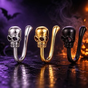 Anel de Nariz em Forma de Caveira Punk para Homens e Mulheres, Clip de Nariz em U Sem Perfuração, Acessório de Fantasia Gótica para Halloween - Product Image 1