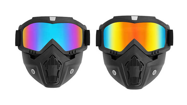 Open Face Windproof Motorcycle Helmet With Goggles Mask