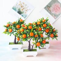Tanaman Buatan Pot Plastik Bonsai Buah Kecil, Hiasan Meja untuk Dekorasi Rumah dan Taman, Laris Terjual