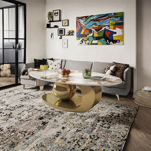 Tavolino da caffè in metallo <span class=keywords><strong>allungabile</strong></span>, piccolo e moderno di lusso portatile nordico semplice Design in <span class=keywords><strong>marmo</strong></span>, per soggiorno, lato letto - Product Image 3