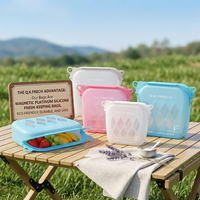 Sac de conservation alimentaire réutilisable en silicone platine, avec logo personnalisé, étanche, tailles et couleurs personnalisables, fermeture magnétique LFGB, pour congélateur, vente en gros