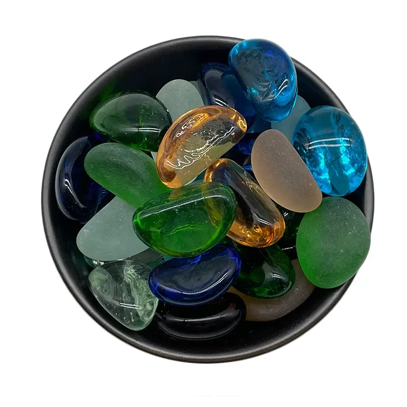 Pierres de galets de verre de perle plate de prix assez bon marché de haute qualité pour creuser/décoration de trésor